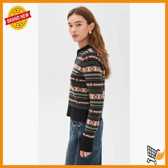 Cashmere Polo Collar Pullover Sweater Long Sleeve Classic Fit